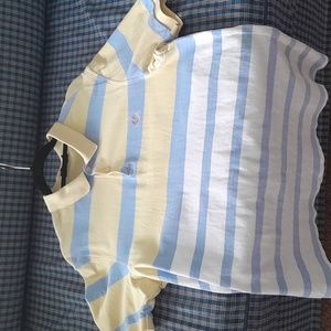 Fred Perry Polo Shirt. Color Light Blue, yellow and white stripes.XL slimfit